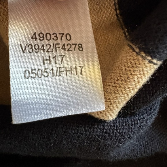 Lands' End Supima Cotton Sweater Women's L/P 14-16 Navy Tan Stripe 3/4 Sleeve - Picture 8 of 10